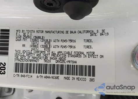 2019 Toyota Tacoma Sr5 V6 из США, поврежденный, VIN 3TMAZ5CN3KM099427